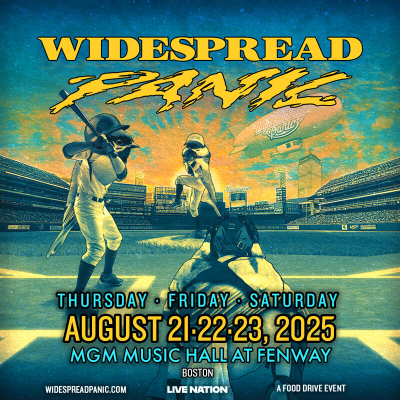 Promotional graphic for the Widespread Panic shows at the MGM Music Hall at Fenway in Boston MA August 21-23, 2025