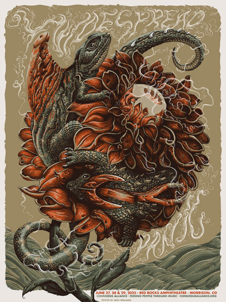 Widespread Panic Conscious Alliance Red Rocks FOod Drive Poster by Neal Williams