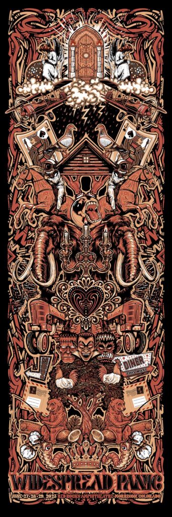 Widespread Panic Red Rocks 2025 Event Poster by JT Lucchesi and Jeff Wood