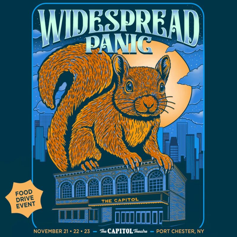 Promotional graphic for the Widespread Panic Port Chester, NY shows at The Capitol Theatre on November 21, 22, and 23, 2025.