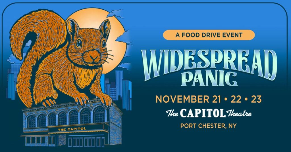 Promotional graphic for the Widespread Panic Port Chester, NY shows at The Capitol Theatre on November 21, 22, and 23, 2025.