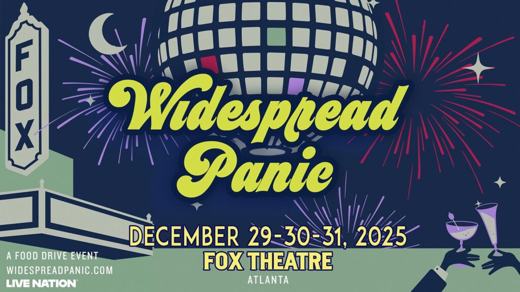 Promotional graphic for the Widespread Panic New Years Shows December 29-31, 2025 at The Fox Theatre in Atlanta, GA