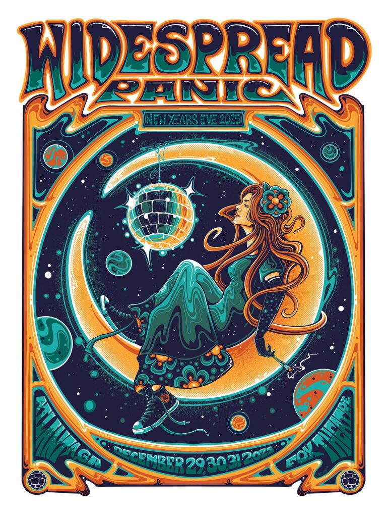 Widespread Panic Atlanta New Years 2025 Event Poster by Helen Kennedy