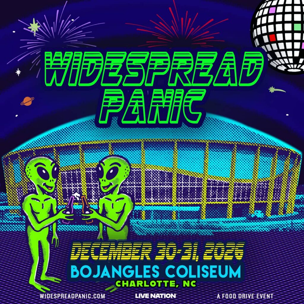 Promotional graphic for the Widespread Panic New Years shows in Charlotte December 30 and 31, 2026