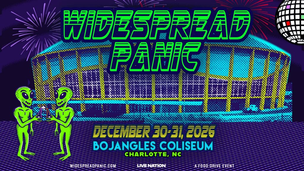 Promotional graphic for the Widespread Panic New Years shows in Charlotte December 30 and 31, 2026